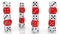 Four towers of dices in red and white