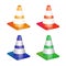 Four traffic cone icons
