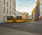 Four trams waiting to be deployed in a residential area in Berlin Mitte, Germany