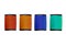 Four-tube thread, red, orange, blue, green, horizontal on a white background