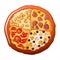 Four type pizza icon, cartoon style