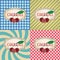 Four types of retro textured labels for cherries