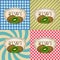 Four types of retro textured labels for kiwi products eps10