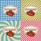 Four types of retro textured labels for strawberry products eps10