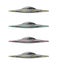 Four unidentified flying object different colors. Set UFO spacecraft. Alien spaceships.