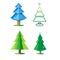 Four varieties of Christmas trees. Isolated. Vector. The concept of a holiday.