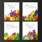 Four vertical banners with fresh fruits and vegetables on black