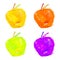 Four watercolor apples isolated