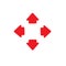 Four way arrows left and right directions opposite. Vector illus