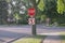 Four Way Stop Sign With One Way In American Suburb