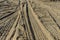 Four wheel drive tracks in soft sand closeup