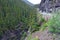 Four wheel drive vehices on dangerous exposed Shelf Road in the Rocky Mountains, Colorado