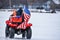 Four Wheeler, ATV, with American Flag on Frozen Lake