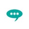 Four white asterisks footnote in blue bubble icon. Password, parol, chat ban sign