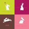 Four white bunny silhouettes