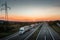 Four White Lorry Trucks Convoy on highway