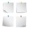 Four white sticky papers - vector