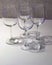 Four wine Glasses On Grey Background