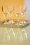 Four wine glasses with white wine