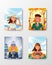 Four woman with stylish fashion on different season, summer, fall, winter, spring with activity and happiness illustration concept