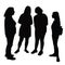 Four women making chat and standing silhouette