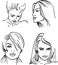 Four women outlined faces ()