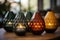 Four wooden candleholders arranged in an easter egg shape, easter candles image