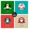 Four xmas cards with hipster santa .place for your text