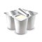 Four yogurt cups on white vector