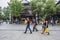 Four young foreign tourists visit the famous Confucius Temple in Nanjing