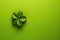 Fourleaf Green Clover On Green Background, Empty Space. Generative AI