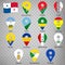 Fourteen flags the Provinces of Panama -  alphabetical order with name.  Set of 2d geolocation signs like flags Provinces of Panam