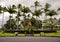 Fourteen-foot bronze statue of King Kamehameha in Wailoa River State Park in Hilo on the big island, Hawaii.