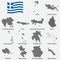 Fourteen Maps  of Greece - alphabetical order with name. Every single map of region are listed and isolated with wordings and titl