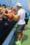 Fourteen times Grand Slam champion Rafael Nadal of Spain signing autographs after practice for US Open 2015