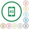 Fourth gereration mobile network flat icons with outlines