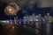 Fourth of July fireworks above City of Miami skyline in 2019.