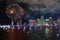 Fourth of July fireworks above City of Miami skyline in 2019.