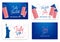 Fourth of July. Holiday banners for USA Independence Day. Set of modern cards, invitations, web banners for July 4th