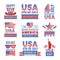 Fourth of July independence day logo set. Vector Labels of USA identity