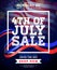 Fourth of July. Independence Day Sale Banner Design with Flag on Dark Background. USA National Holiday Vector