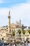 The foutain of Place Castellane and Notre-Dame de la Garde basilica in Marseille, France