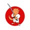 Fox or akita with katana. Emblem for sport club. Martial arts badge.