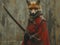 Fox animal medieval hero knight holding sword Generative AI