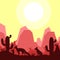 Fox animal silhouette desert savanna landscape design vector illustration