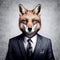 Fox in business suit portrait. Generative AI