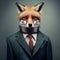 Fox in business suit portrait. Generative AI