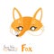 Fox carnival mask for baby. Costume fairytale animal character for a childrens party. Isolated vector illustration