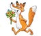 Fox cartoon drawing funny bouquet red