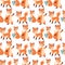 Fox character doing different activities funny happy nature red foxy cute adorable tail and wildlife orange forest